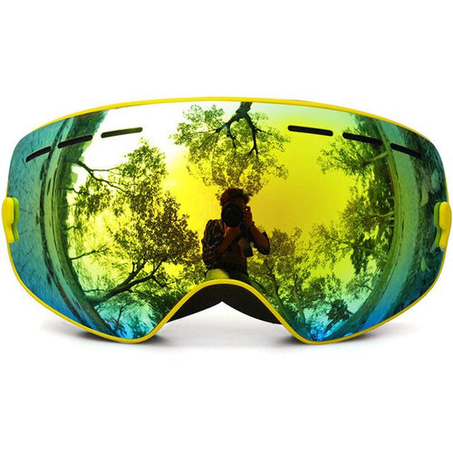 Yellow Frame Gold Lens Kids Snow Goggles