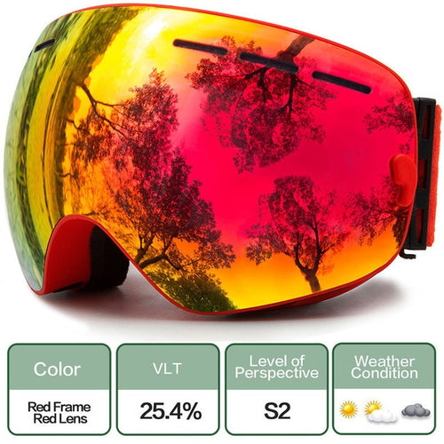 Red Frame Red Lens Snow Goggles