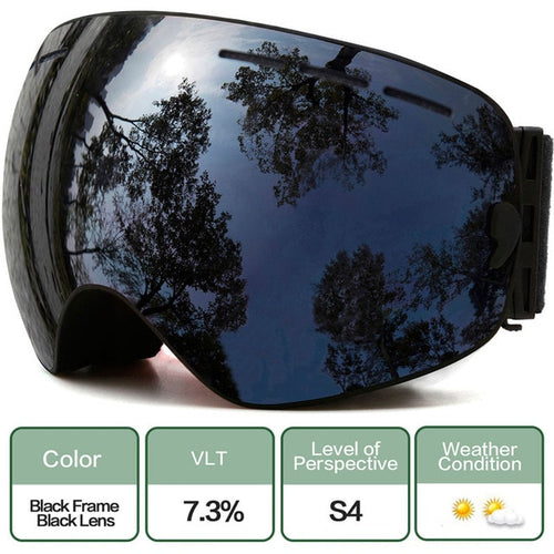 Black Frame Black Lens Snow Goggles